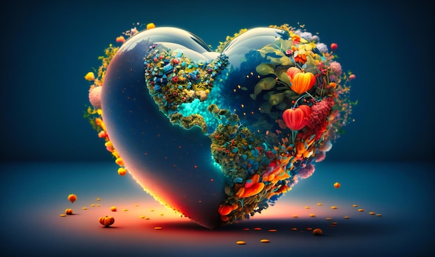 Serdeczne tło manipulacji kulą ziemską z sercami tworzącymi kontynenty reprezentujące globalną miłość i współczucie
