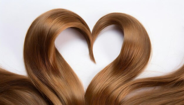 Serdeczne włosy, brązowe włosy, kształt miłości, Święto Walentynek.