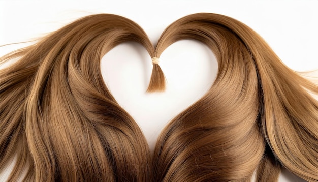 Serdeczne włosy, brązowe włosy, kształt miłości, walentynki.