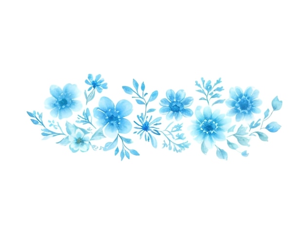 Serene Elegance Watercolor Blue Flowers Border Banner dla artykułów papierniczych