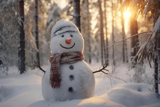 Serene Snowman zimowa sztuka leśna Generate Ai