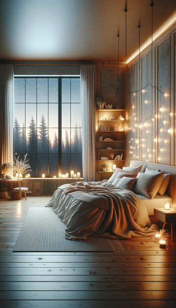 Serene Twilight Forest Bedroom View (Widok z sypialni)