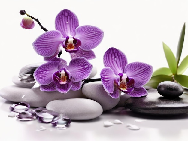 Serenity Spa Escape Aromaterapia Szczęście z masażem Kamyki Spokojny Kamień Stoki Kwiaty orchidei