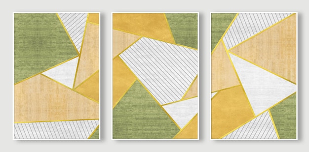 Seria czterech obrazów z różnymi kolorami i napisem „zielony i żółty”
