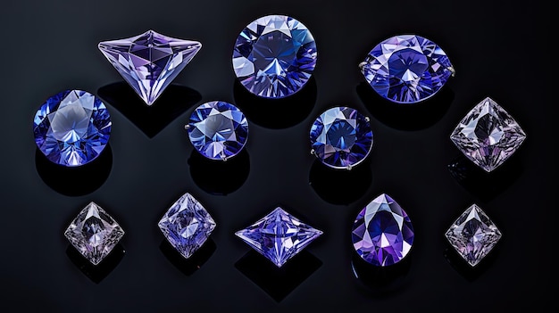 Seria diamentów w odcieniach błękitu i fioletu