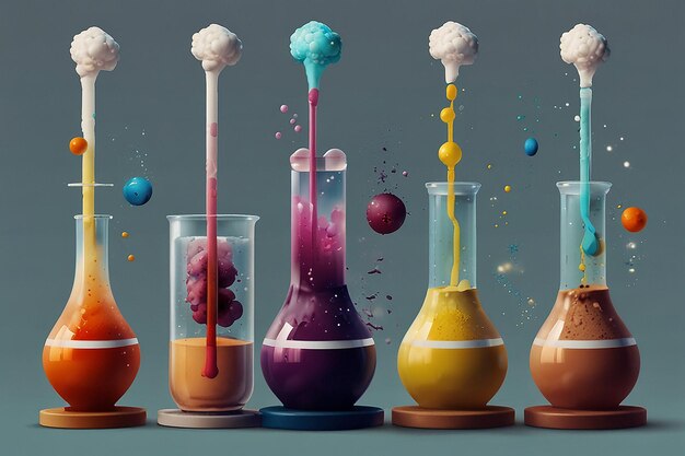 seria kolorowych rur do badań z różnymi kolorami płynu