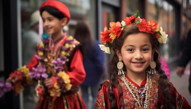 Seria szczerych zdjęć dzieci cieszących się uroczystościami Nowruz