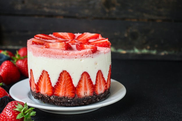 Zdjęcie sernik strawberrie słodkie ciasto mascarpone