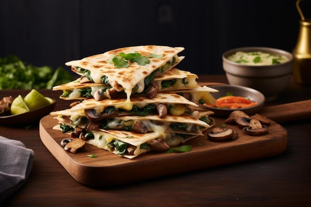 Serowy szpinak i grzyby Quesadilla Platter