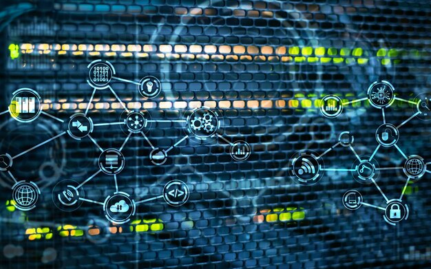 Serwerownia Komunikacja IOT Inteligentna branża koncepcja Internetu rzeczy Technologia cyfrowa