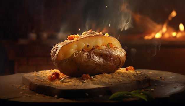 Sesja zdjęciowa reklamy pysznego pieczonego ziemniaka Fotografia komercyjna
