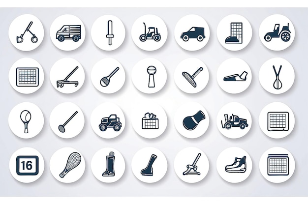 Zdjęcie set of 16 activity outline icons such as loader truck joystick domino golf ball