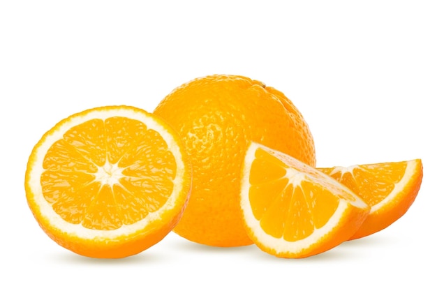 Set pomarańcze Całość i kawałki Odizolowywający na białym tle
