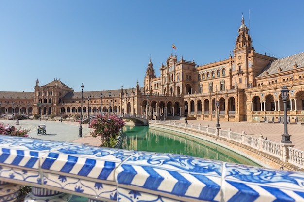 Sewilla Hiszpania I Plaza De Espana W Lecie