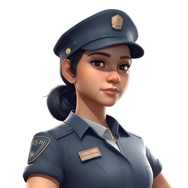 Sexy policjantka z izolowanym białym tłem 3D rendering
