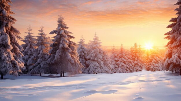 Sezon drzewa pogoda wschód słońca śnieżny
