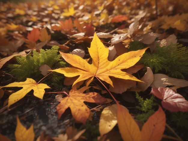 Sezon jesienny liście scena roślinna generatywna ai