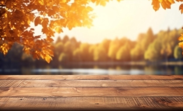 Sezonowe tło słoneczne drewno natura jesień drzewo drewniane bokeh park liście żółta jesień