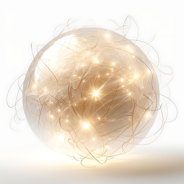 Zdjęcie sfery świetlne z siatką dekoracja świetlna białe sfery z siatkami dekoracja izolowana na białym tle