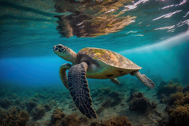 Sfotografowany żółw morski na Wyspach Galapagos