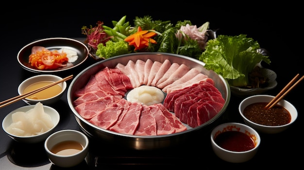 ShabuShabu Japoński Hotpot z mięsem i warzywami