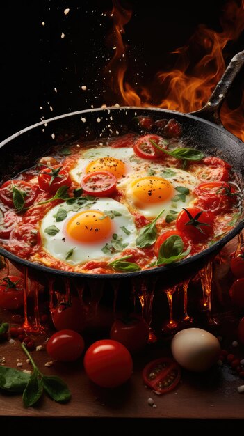 Shakshouka to magrebskie danie z jaj pochowanych w sosie pomidorowym