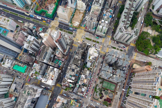 Sham Shui Po, Hongkong 07 maja 2019: Widok z góry na dzielnicę Hongkong