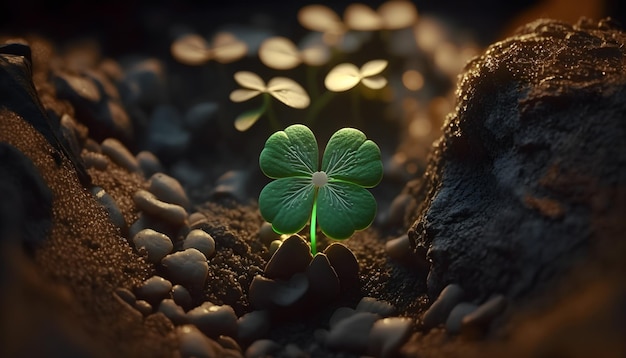 Shamrock roślina w brudzie