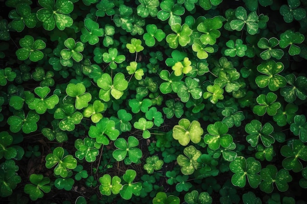 Shamrock Tło Z Zielonymi Liśćmi Generative AI