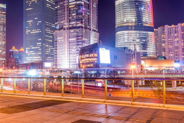 Shanghai Lujiazui Financial District Square Night