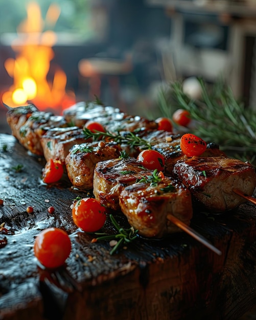 Zdjęcie shashlik grillowany kebab bbq