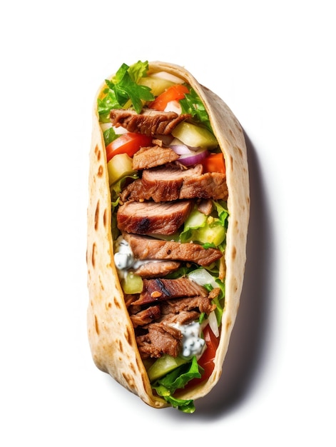 Shawarma Doner kebab samodzielnie na białym tle Generative AI