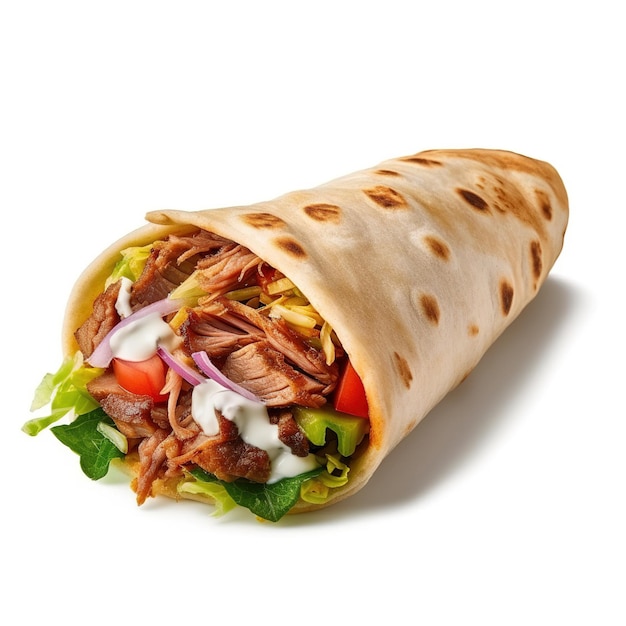 Shawarma na białym tle Generatywna sztuczna inteligencja