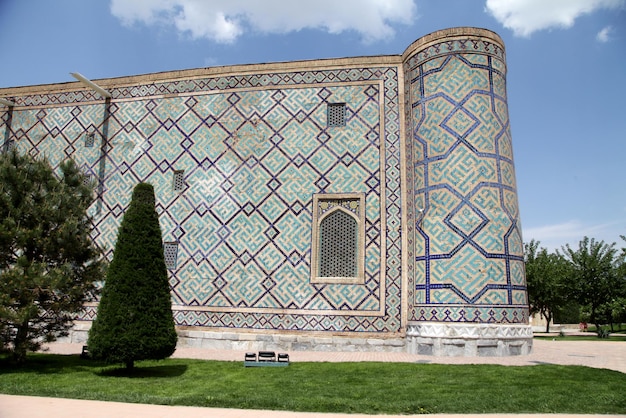 Sherdor Madrasah Na Placu Registan W Samarkandzie W Uzbekistanie ściana Z Mozaiki Bocznej 29042019