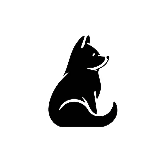 Zdjęcie shiba inu icon japoński pies czarna sylwetka szczeniak piktogram zwierzęta zwierzęce shiba inu symbol izolowany na białym tle ai generatywna ilustracja