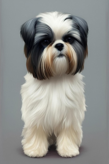 Shih tzu pies portret ilustracja generatywna ai