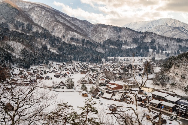 Shirakawa-go z Snowfall Gifu Chubu Japan,