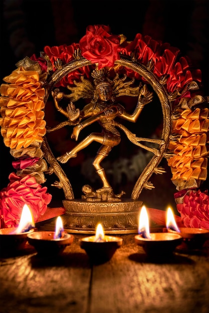 Shiva Nataraja z światłami Diwali