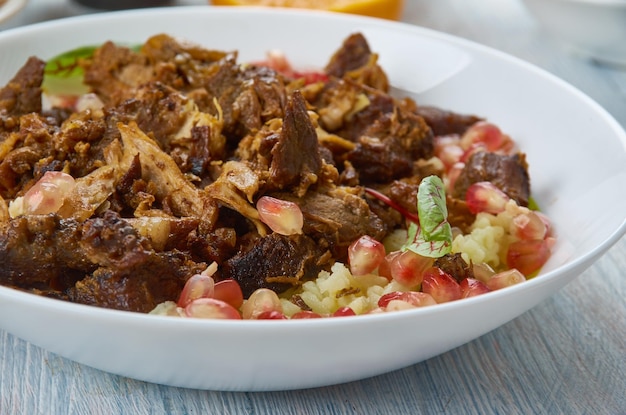 Shredded Lamb Pilaf , Kuchnia Bliskowschodnia Levant, Tradycyjne Dania Różne, Widok Z Góry