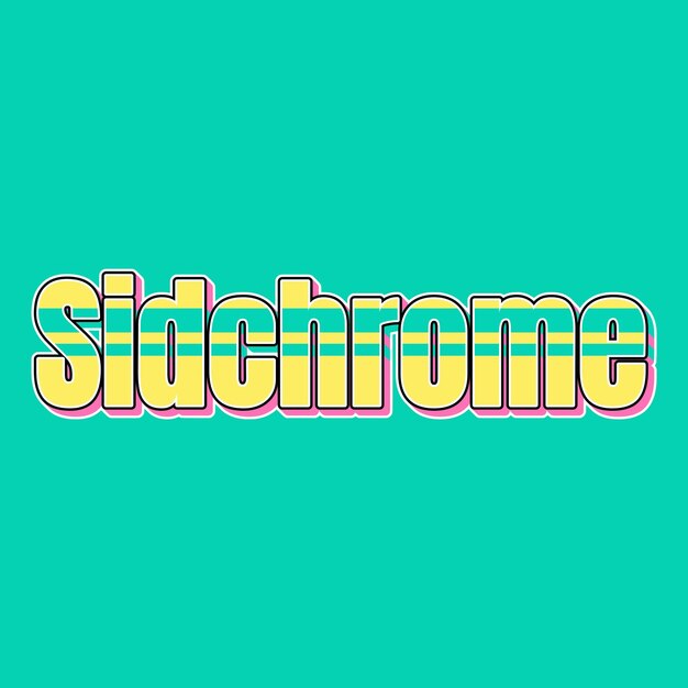 Zdjęcie sidchrome typography vintage 90s 3d design żółty różowy tekst tło zdjęcie jpg