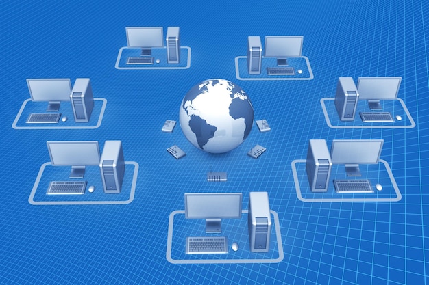 Sieć internetowa Cyberprzestrzeń renderowania 3D tło graficzne