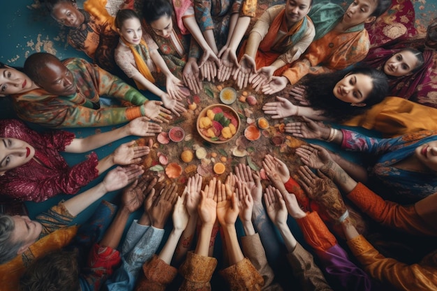 Zdjęcie siła wdzięczności poprzez różnorodność kolażu ludzi wyrażających wdzięczność
