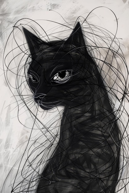 Silent Watcher Bombay Cat Ilustracja w estetyce ciemnej komnaty