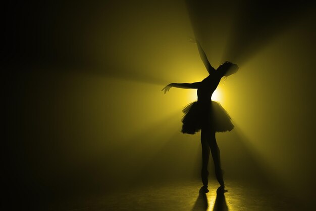 Silhouette tancerka baletowa tańcząca na scenie