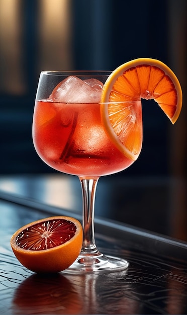 Silny napój alkoholowy w szklance z lodem i kawałkiem cytryny