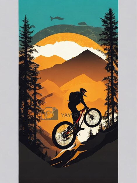 siluet_mountain_bike_downhill_flat_color