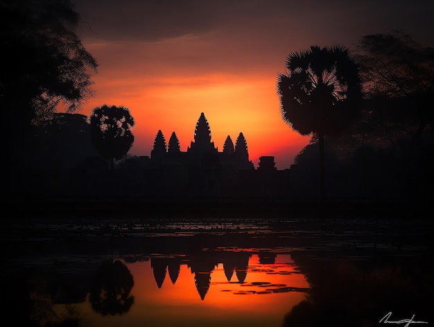 Zdjęcie silueta angkor wat