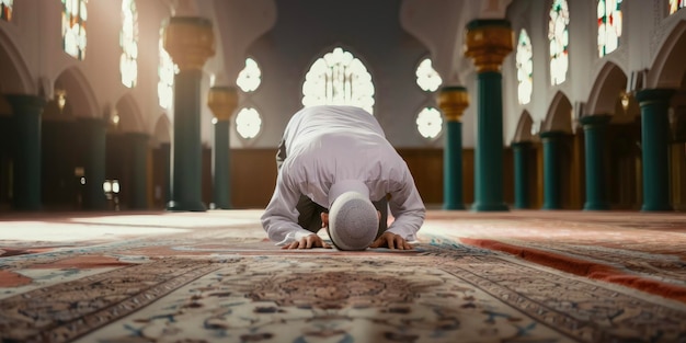 Silueta indonezyjskiego muzułmana modlącego się w meczecie