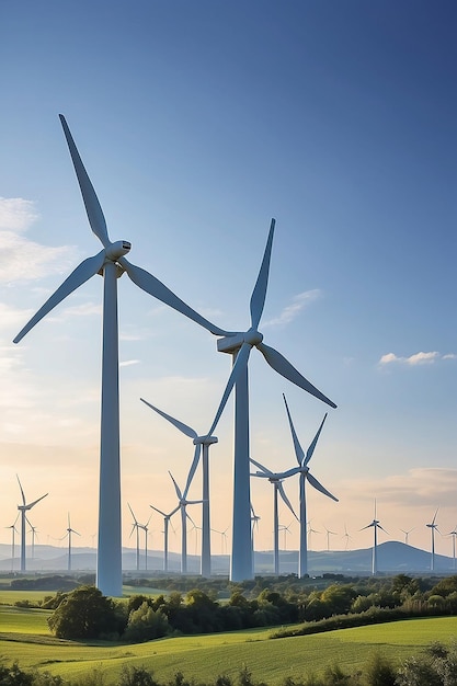 Silueta turbin wiatrowych generujących zrównoważoną energię generowaną przez sztuczną inteligencję