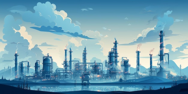 Siluweta fabryk przemysłowych w tle Piękny obraz ilustracji Generatywna sztuczna inteligencja
